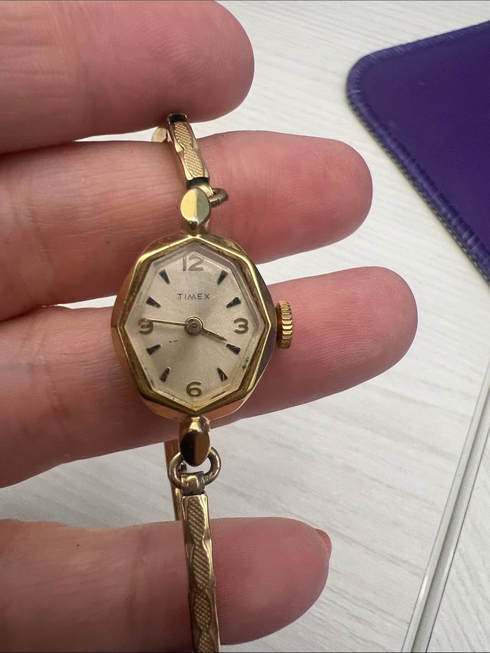 Timex Women's Gold-Tone Octagonal Bracelet Watch with Cream Dial